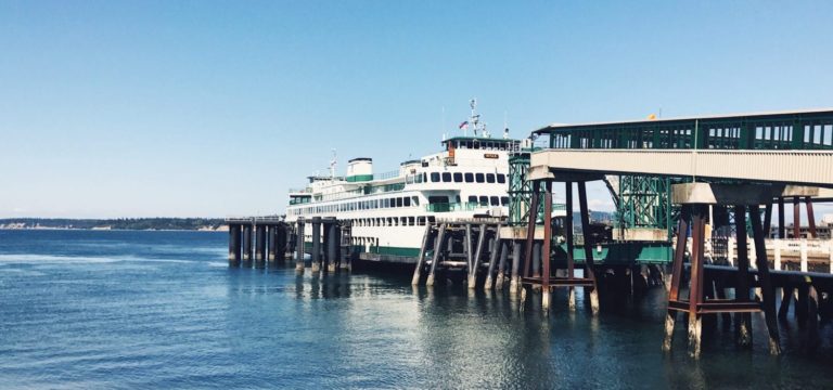 Ferry docked in the harbor