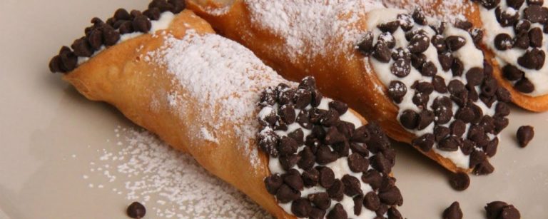 cream-filled cannoli with chocolate chips