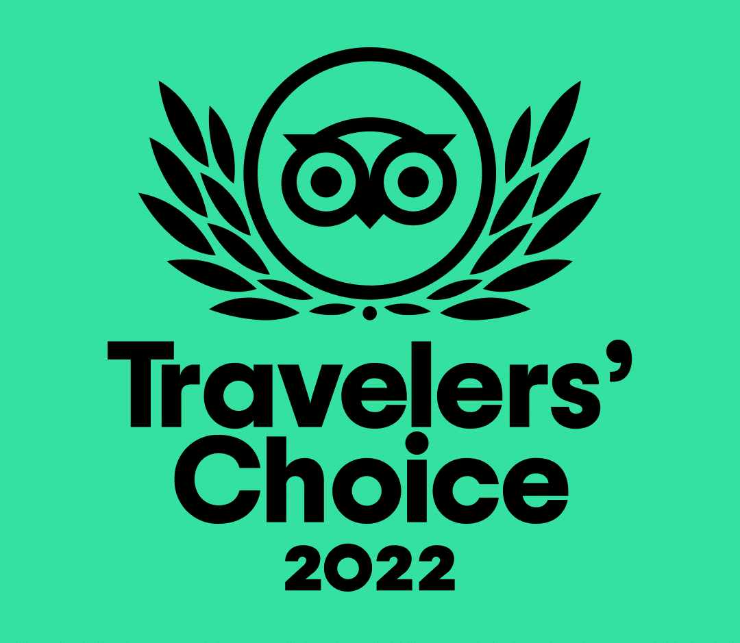 black logo on green background for Travelers' Choice Award 2022