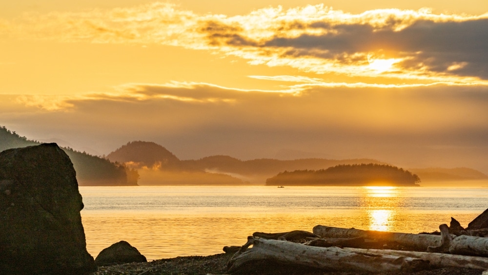 Dramatic sunset over the islands - one of the best things to do in San Juan Islands