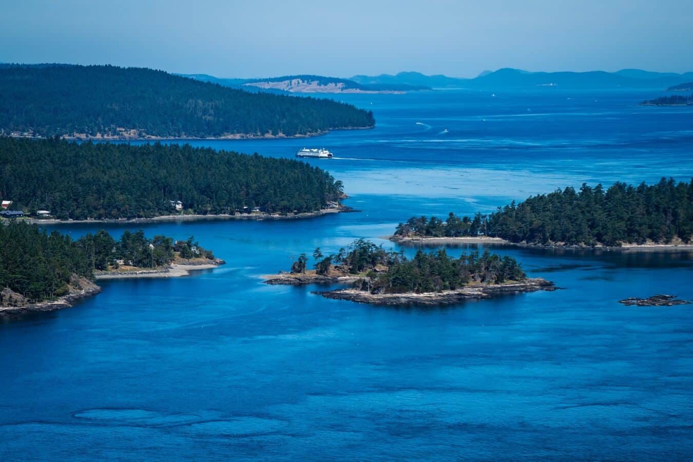 There are so many things to do in San Juan Islands from riding the ferry island hopping to whale watching. This areial view of the islands and ferry give you an idea of how the islands were formed.