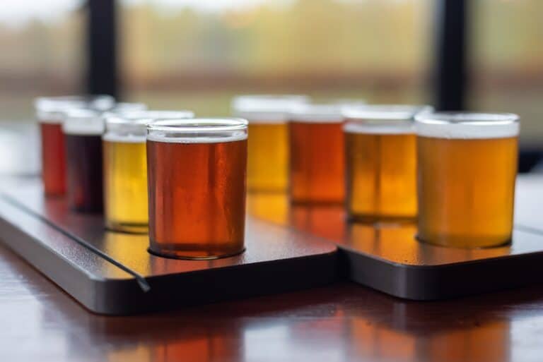 Craft beer samples in a variety of styles and flavors at San Juan Island brewing