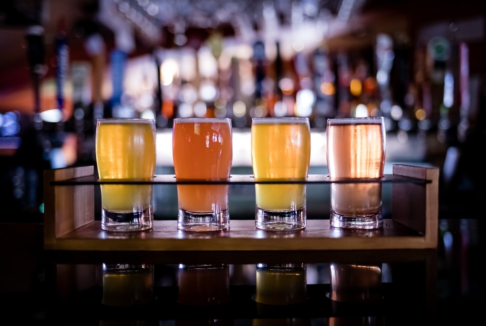 Craft beer flight at San Juan Island Brewing