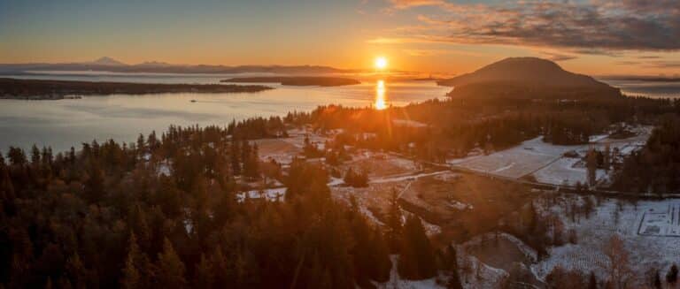 Aerial View of the San Juan Islands in Winter